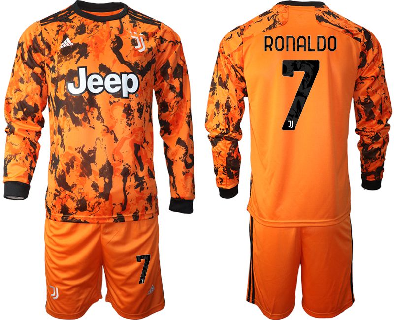 Men 2020-2021 club Juventus away long sleeves #7 orange Soccer Jerseys